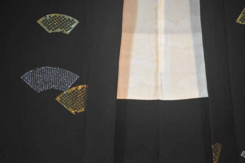Japanese Fan Metallic Thread Vintage Haori Jacket - Image 6