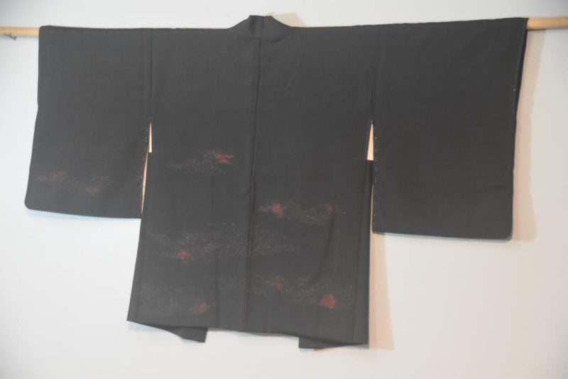 Japanese Botanical Metallic Thread Vintage Haori Jacket - Image 3