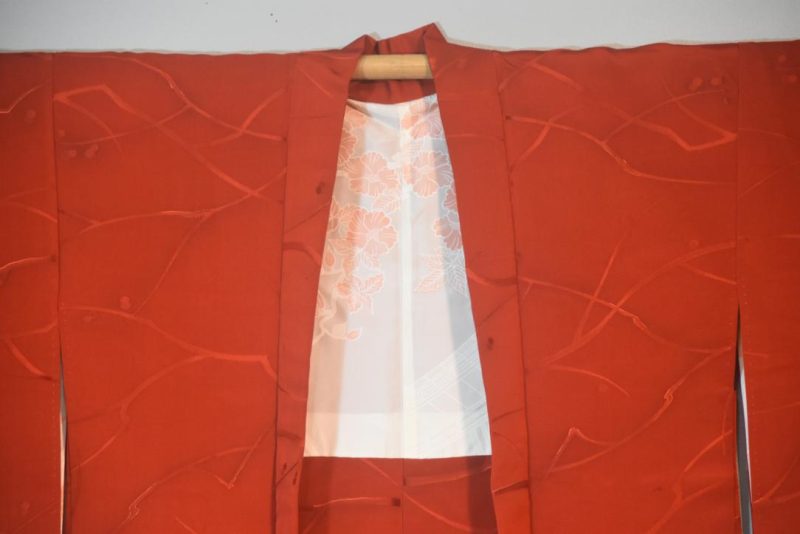 Deep Red Jacquard Vintage Haori Jacket - Image 6