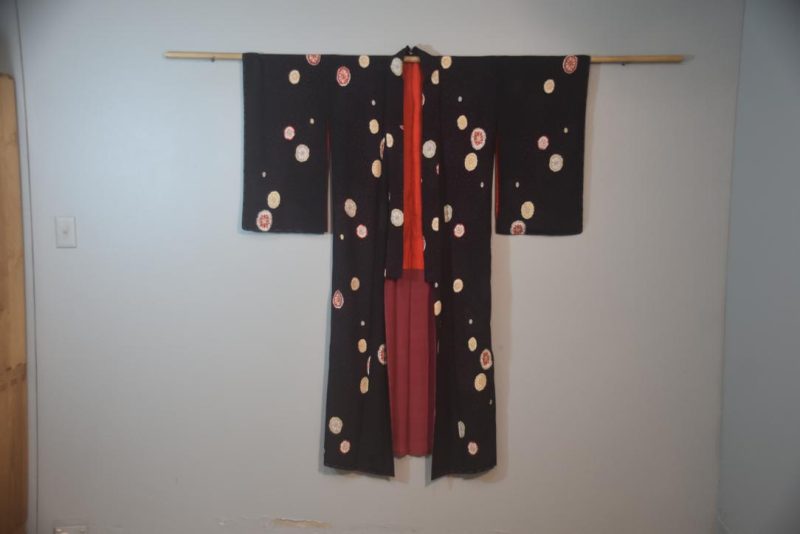 Flower Disks Fine Silk Damask Vintage Japanese Kimono - Image 3