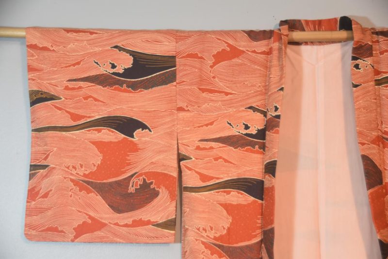 Waves of Zen Japanese Vintage Silk Haori Jacket - Image 3
