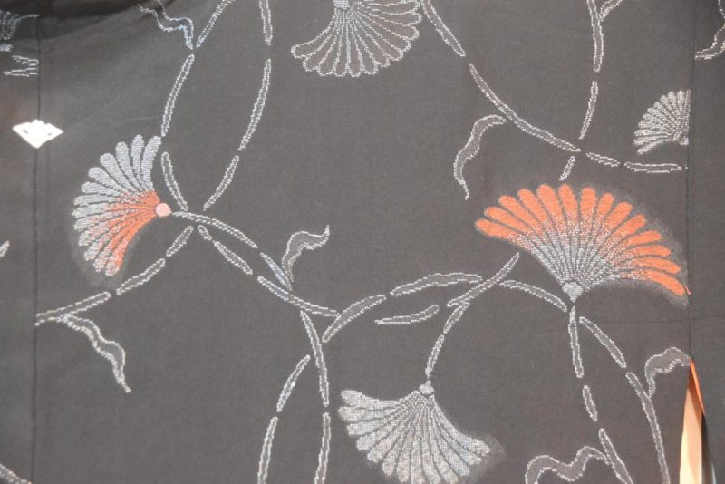 Metallic Thread with Fan Flowers Japanese Vintage Silk Haori Jacket - Image 6