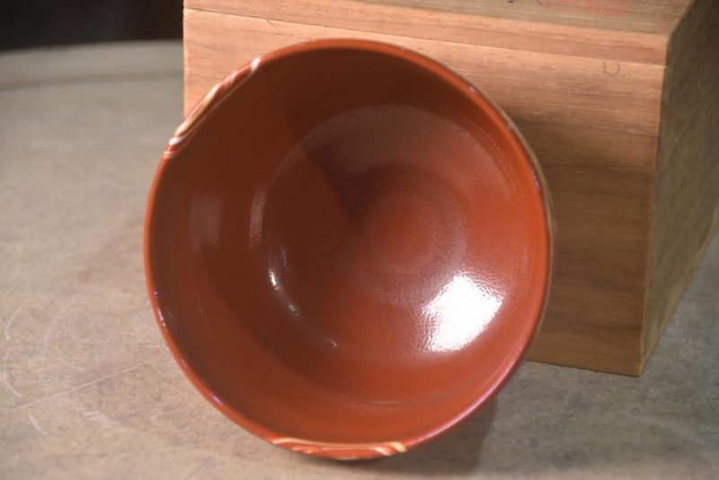 Kyoyaki Tea Bowl in a wooden box Width:123mm - Image 4