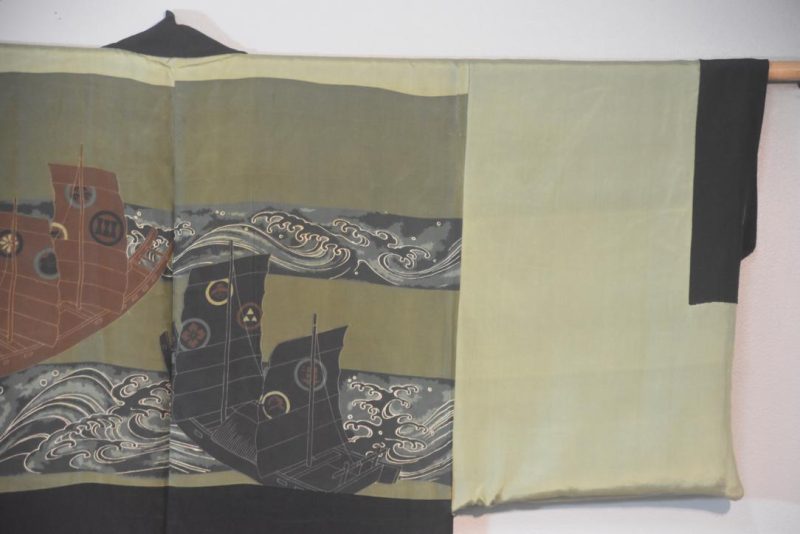 Ocean Sailing Vintage Japanese Silk Mans Haori - Image 5