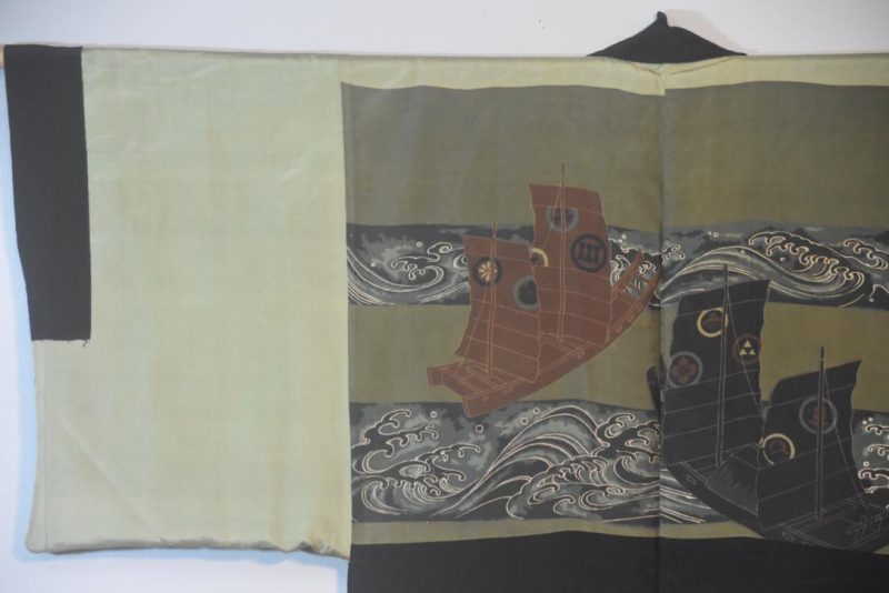 Ocean Sailing Vintage Japanese Silk Mans Haori - Image 4