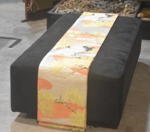 Stunning Crane Design Vintage Maru Obi Sash Table Runner Length 4000mm