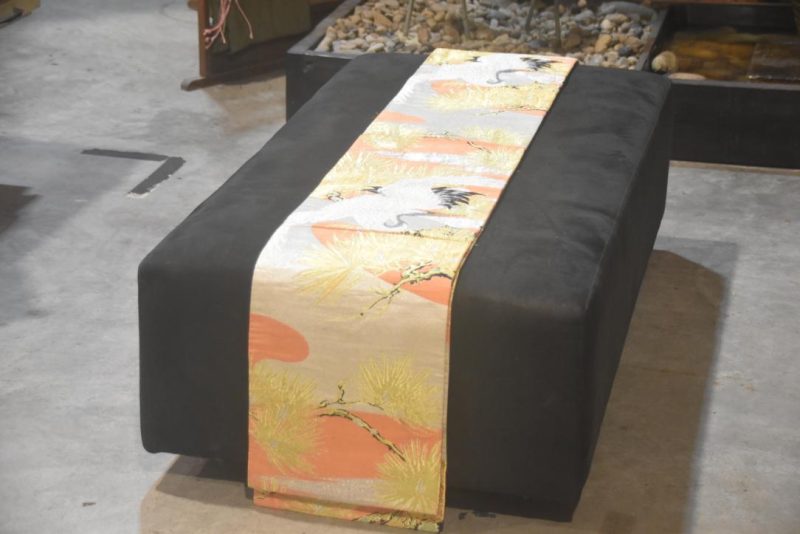 Stunning Crane Design Vintage Maru Obi Sash Table Runner Length 4000mm