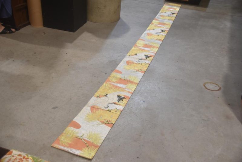 Stunning Crane Design Vintage Maru Obi Sash Table Runner Length 4000mm - Image 5
