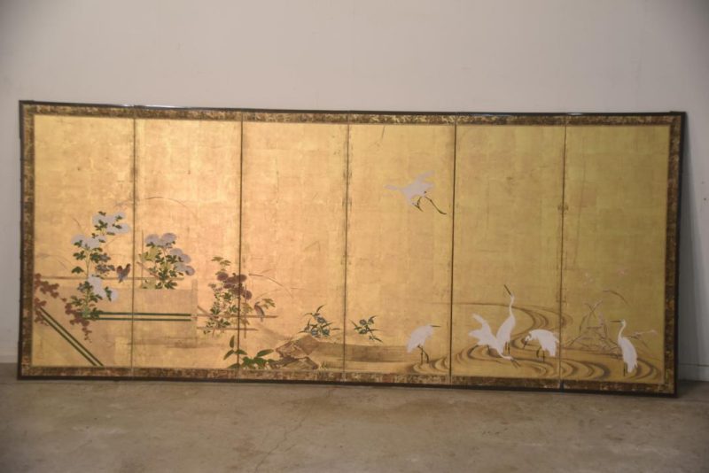 Kano School Birds on Gold Screen Width:2860mm