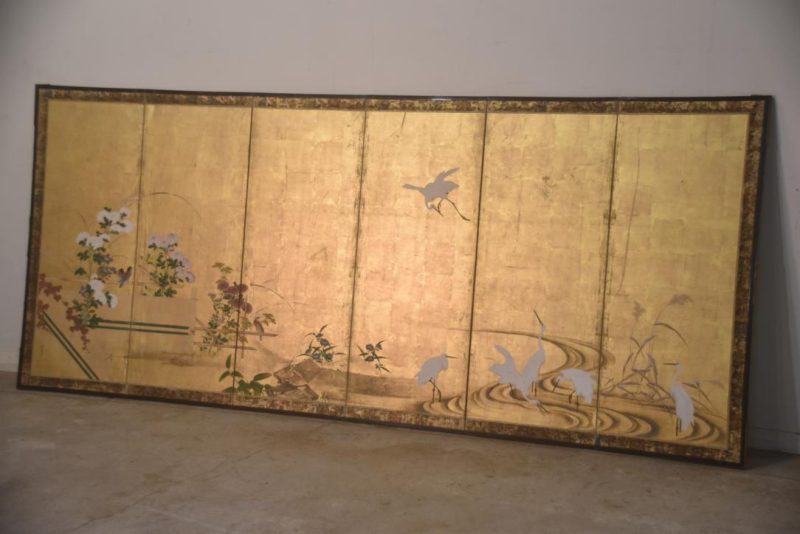 Kano School Birds on Gold Screen Width:2860mm - Image 7