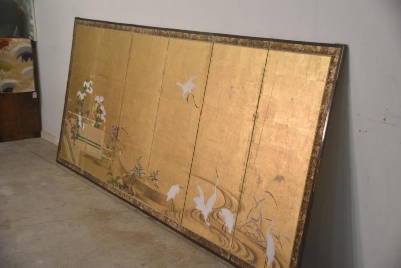 Kano School Birds on Gold Screen Width:2860mm - Image 6