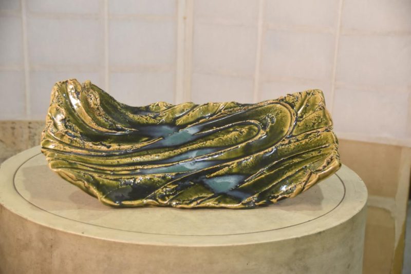 Oribe Pottery Platter by Haku Tadashi Width:460mm