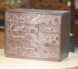 Japanese Kamakura Bori Lacquered Sewing Box Width:363mm