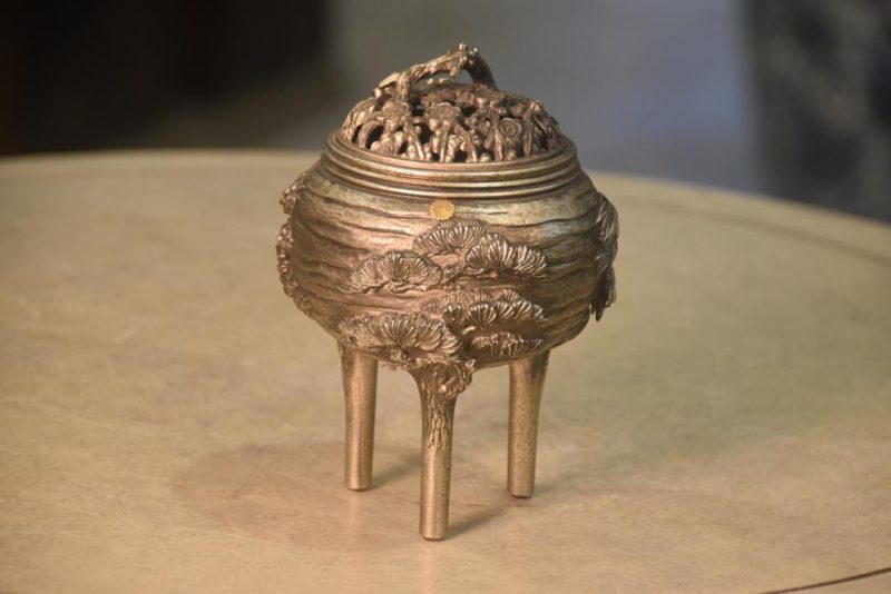Japanese Bronze Incense Burner Width:110mm