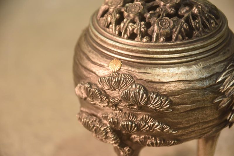 Japanese Bronze Incense Burner Width:110mm - Image 2