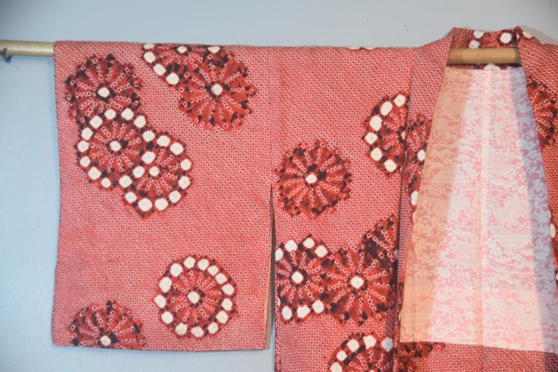 Fireworks Red Shibori Japanese Vintage Haori Jacket - Image 4
