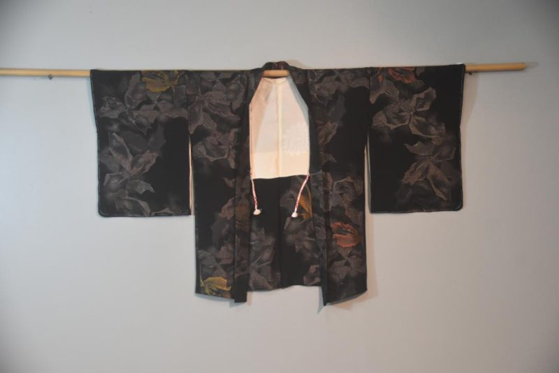 Japanese Black Silk with Metallic Thread Haori