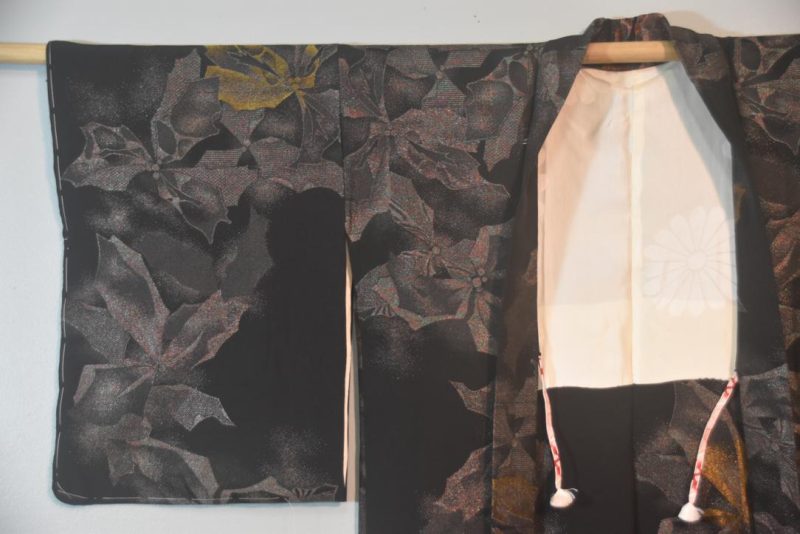 Japanese Black Silk with Metallic Thread Haori - Image 3