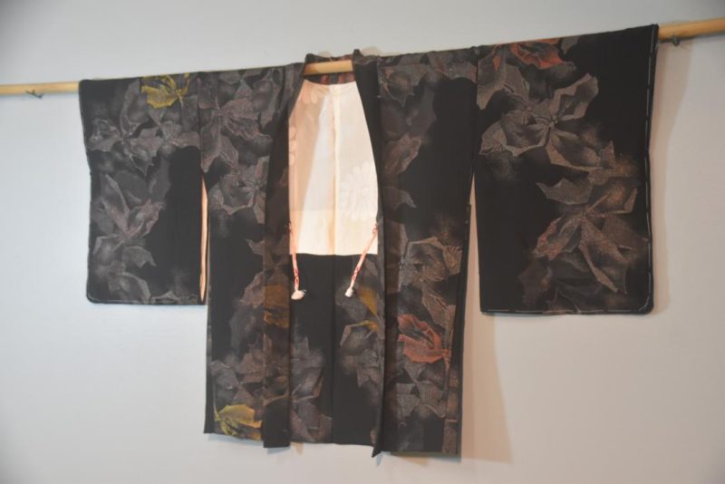 Japanese Black Silk with Metallic Thread Haori - Image 4