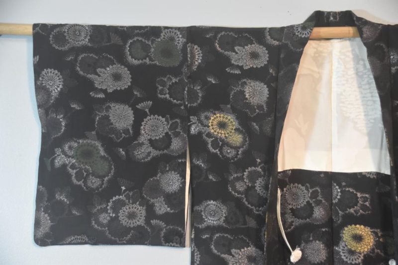 Floral Metallic Thread Vintage Silk Haori - Image 3