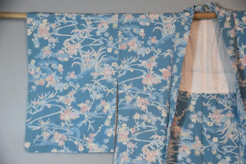 Softly Blue Japanese Vintage Silk Haori Jacket - Image 3