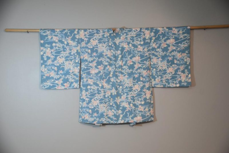 Softly Blue Japanese Vintage Silk Haori Jacket - Image 5