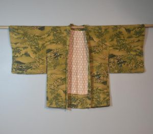 Moss Green Landscape Japanese Vintage Silk Haori Jacket