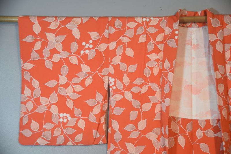 Blushing Red Leaves Japanese Vintage Silk Haori Jacket - Image 3