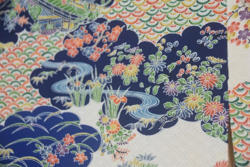 Blue Garden Japanese Silk Vintage Haori Jacket - Image 2