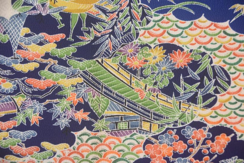 Blue Garden Japanese Silk Vintage Haori Jacket - Image 7