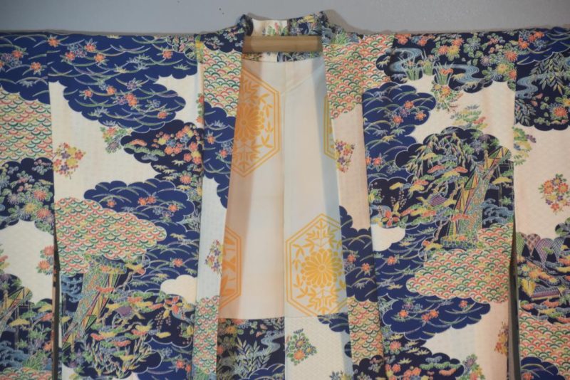 Blue Garden Japanese Silk Vintage Haori Jacket - Image 6