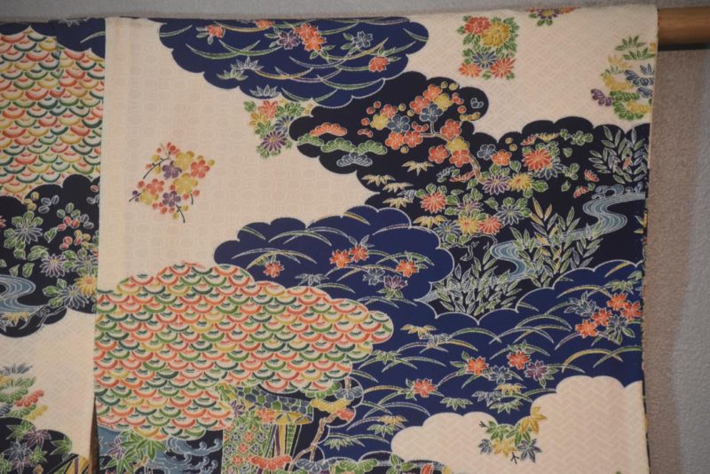 Blue Garden Japanese Silk Vintage Haori Jacket - Image 4