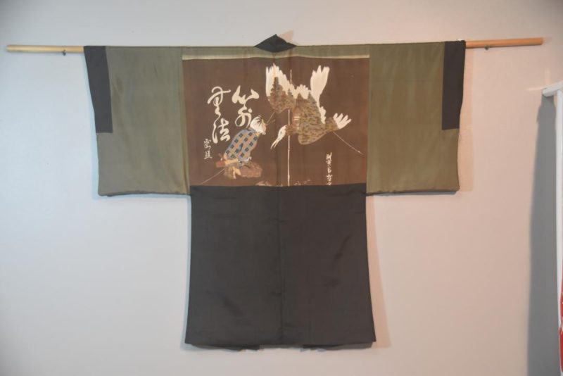 Crane Vintage Japanese Silk Mans Haori