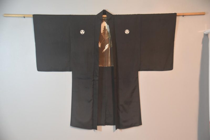 Crane Vintage Japanese Silk Mans Haori - Image 6