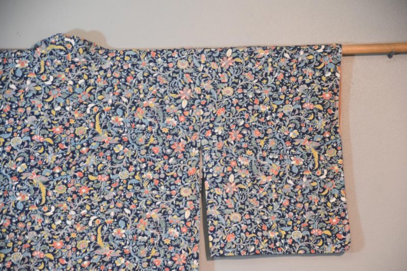 Blue Floral Vintage Silk Japanese Kimono - Image 3