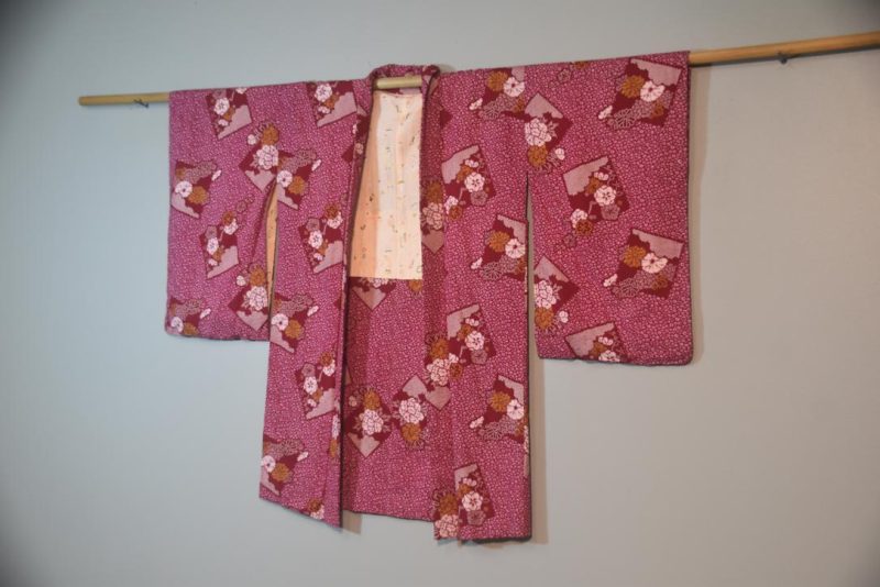 Sweet Raspberry Japanese Vintage Haori Jacket - Image 4