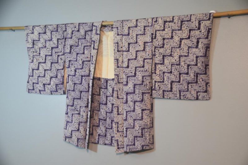 Purple Stairs Shibori Japanese Vintage Haori Jacket - Image 5