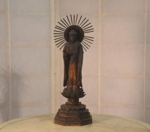 Japanese Wooden Gilded Amida San Buddha Height:410mm