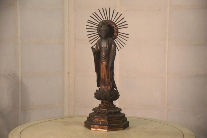Japanese Wooden Gilded Amida San Buddha Height:410mm - Image 5