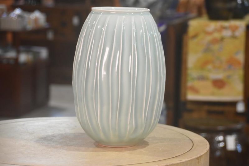 Japanese Seiji Celadon Vase Width:205mm - Image 5