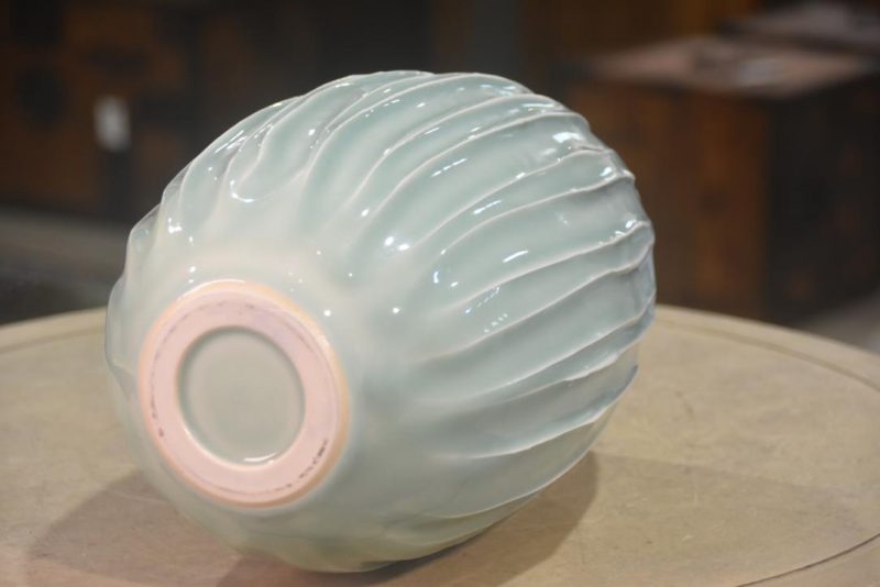 Japanese Seiji Celadon Vase Width:205mm - Image 4