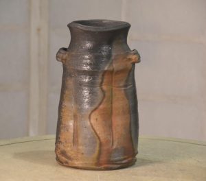 Japanese Bizen Pottery Vase in a Wooden Box Height:235mm