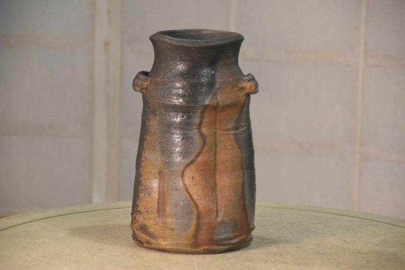 Japanese Bizen Pottery Vase in a Wooden Box Height:235mm