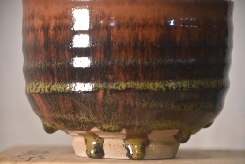 Japanese Drip Glaze Pottery Chawan Tea Bowl in a Box Width:115mm - Image 2