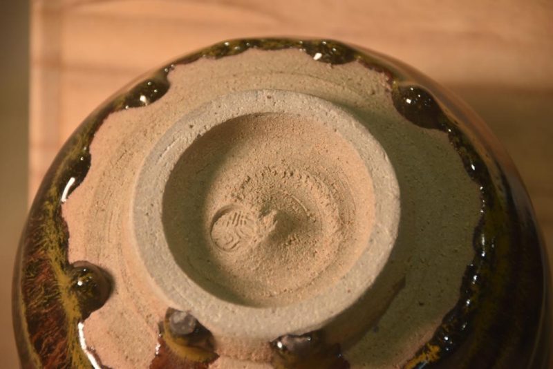 Japanese Drip Glaze Pottery Chawan Tea Bowl in a Box Width:115mm - Image 4