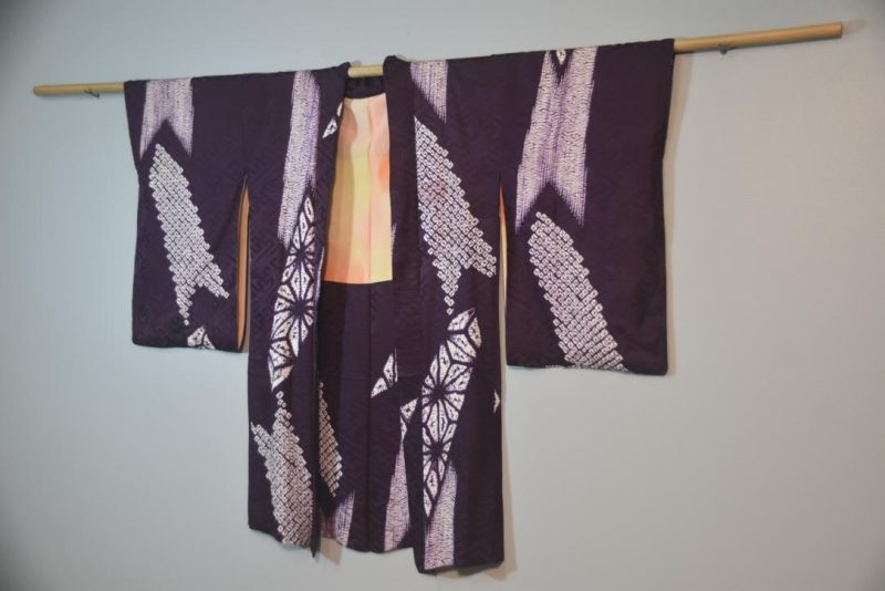 Rich Purple Shibori Vintage Silk Haori Jacket - Image 4