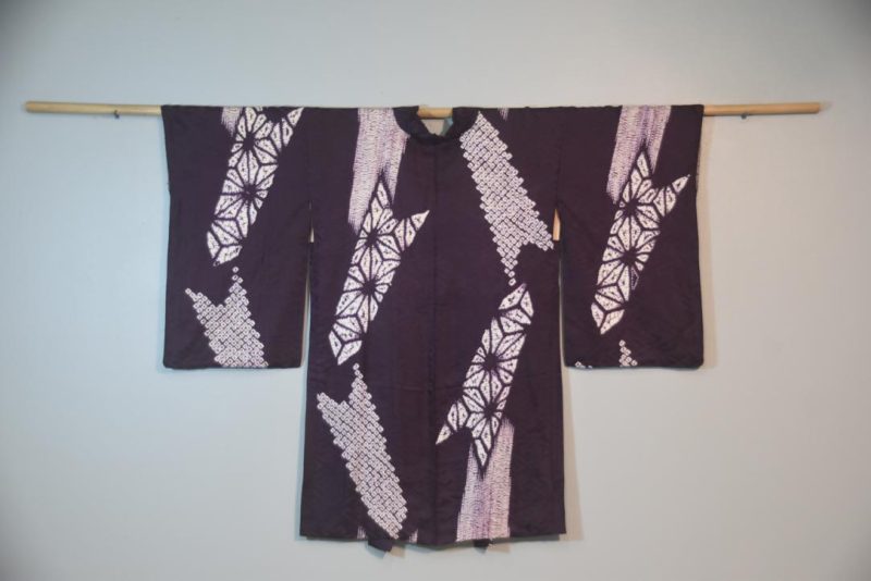 Rich Purple Shibori Vintage Silk Haori Jacket - Image 6