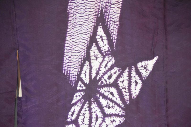 Rich Purple Shibori Vintage Silk Haori Jacket - Image 3