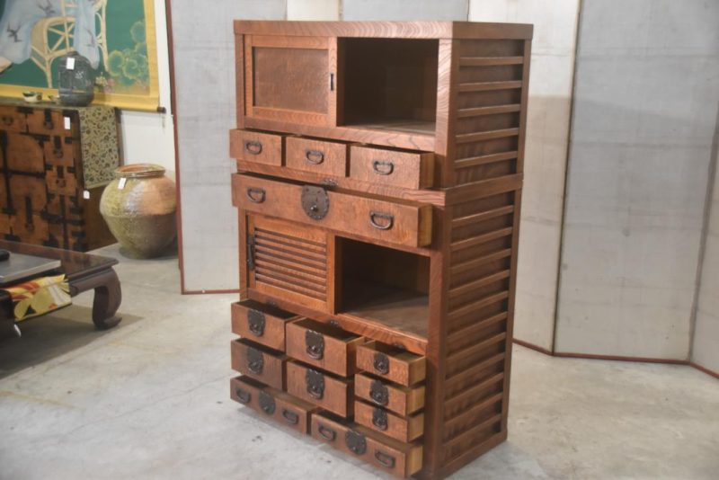 Elm Merchant Chest 2 Sections Height:1485mm. - Image 11