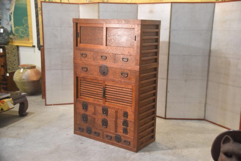 Elm Merchant Chest 2 Sections Height:1485mm. - Image 9